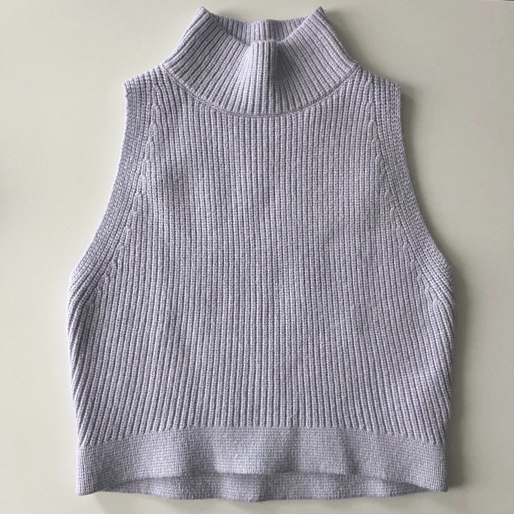 Cropped Knit High Neck Top